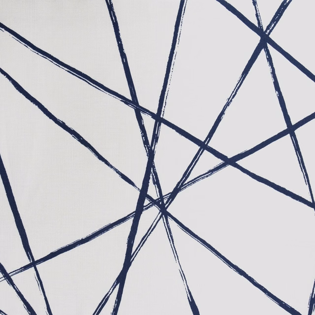 Abstract navy blue intersecting lines on a pale white ground