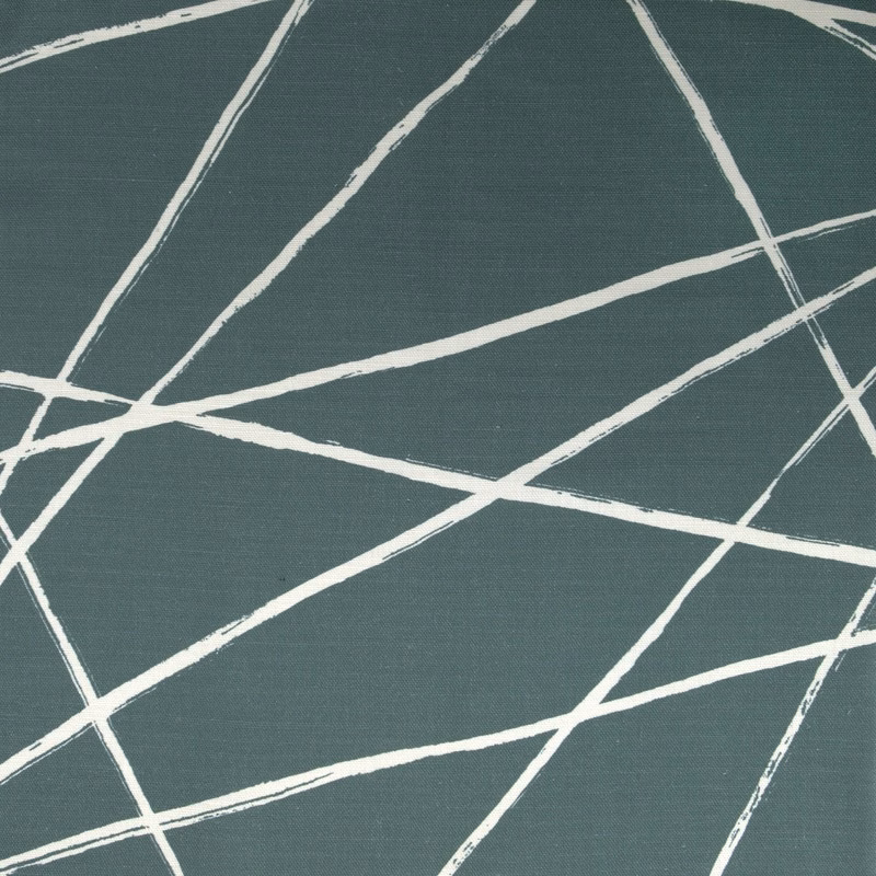 Abstract teal fabric swatch with cream intersecting lines