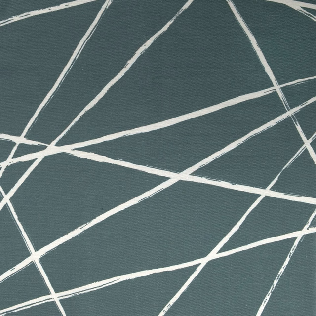 Abstract teal fabric swatch with cream intersecting lines