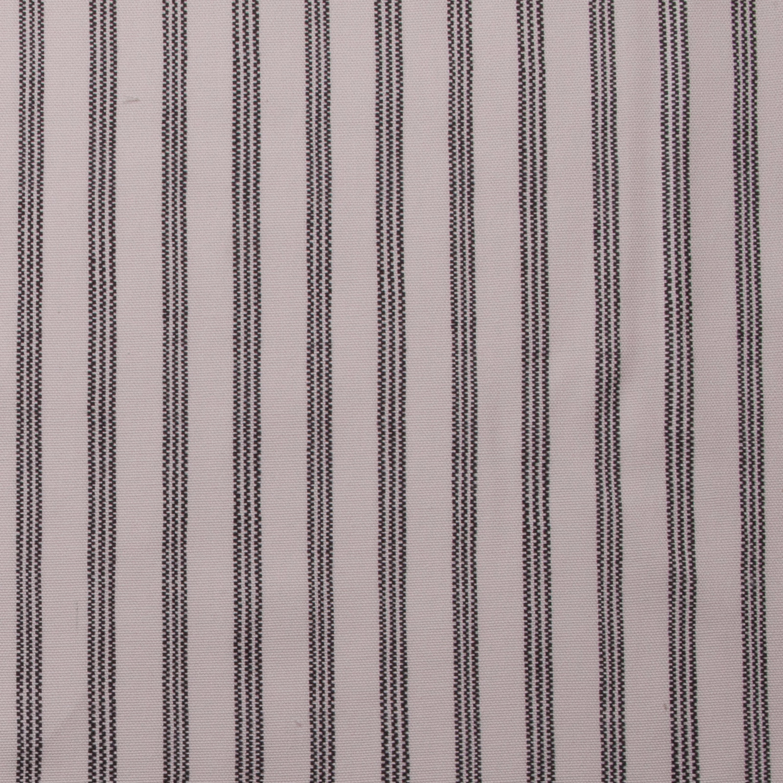 Vertical charcoal pinstripes on a pale grey cotton print swatch