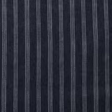 Dark indigo cotton fabric with narrow vertical pale pinstripes