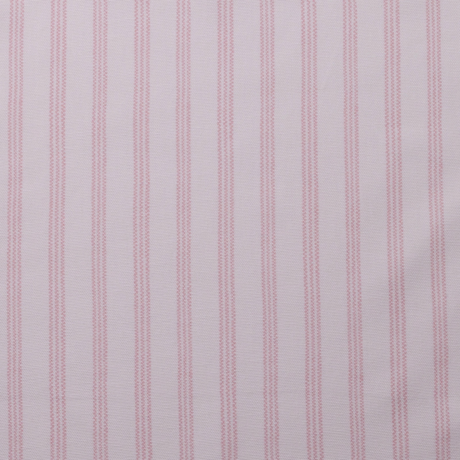 Pale blush pink pinstripe cotton print on a soft ivory ground