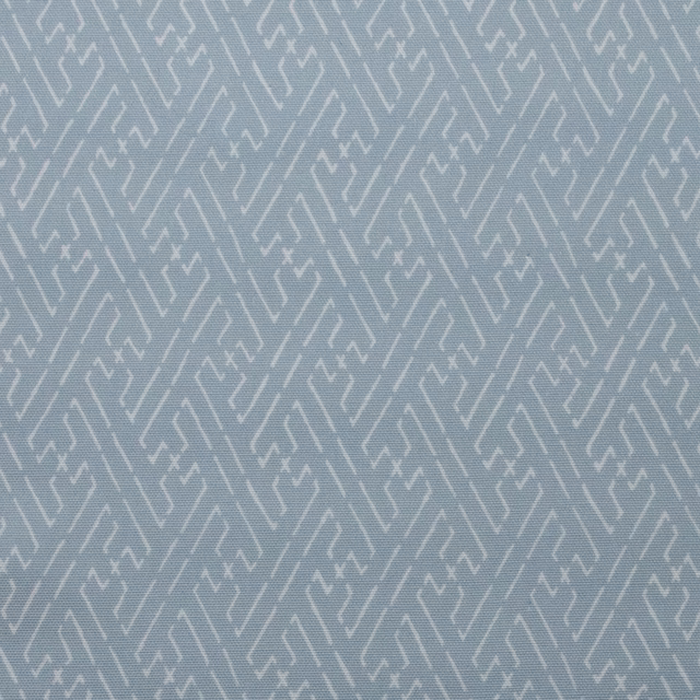 Pale dove blue trellis print with small white geometric motif