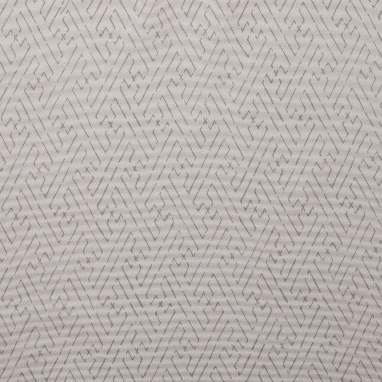 Pale silver-grey cotton print with a small linear trellis motif