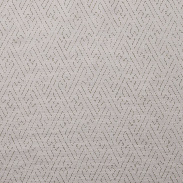 Pale silver-grey cotton print with a small linear trellis motif