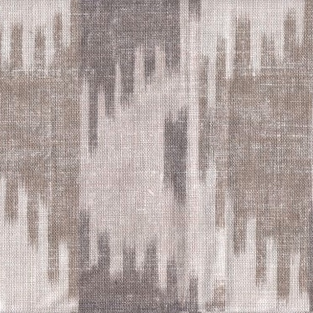 Oatmeal and smoke-grey ikat fabric with a soft woven texture