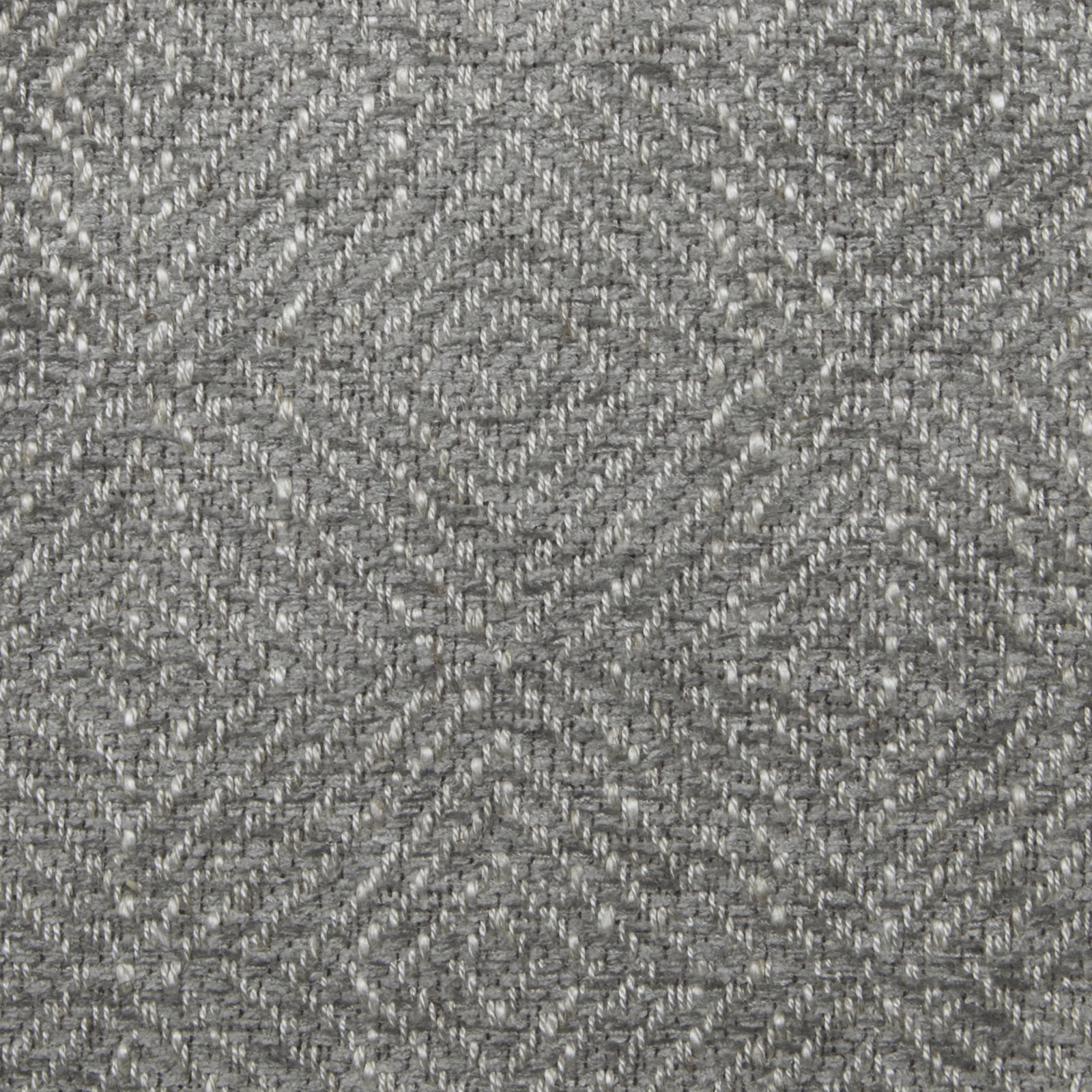 Close-up of a dove grey woven fabric with a subtle diamond pattern