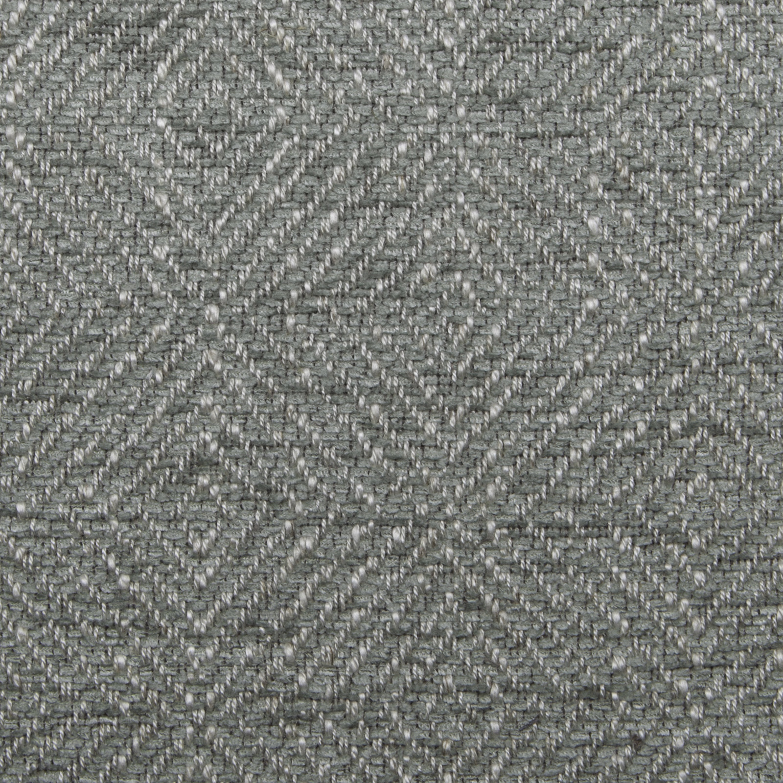 Close-up of aqua-grey geometric woven fabric with diamond pattern