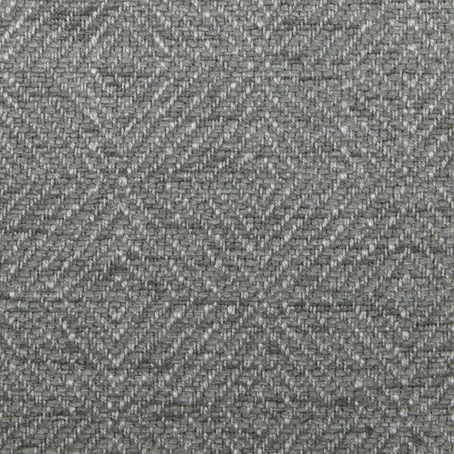 Close-up of aqua-grey geometric woven fabric with diamond pattern
