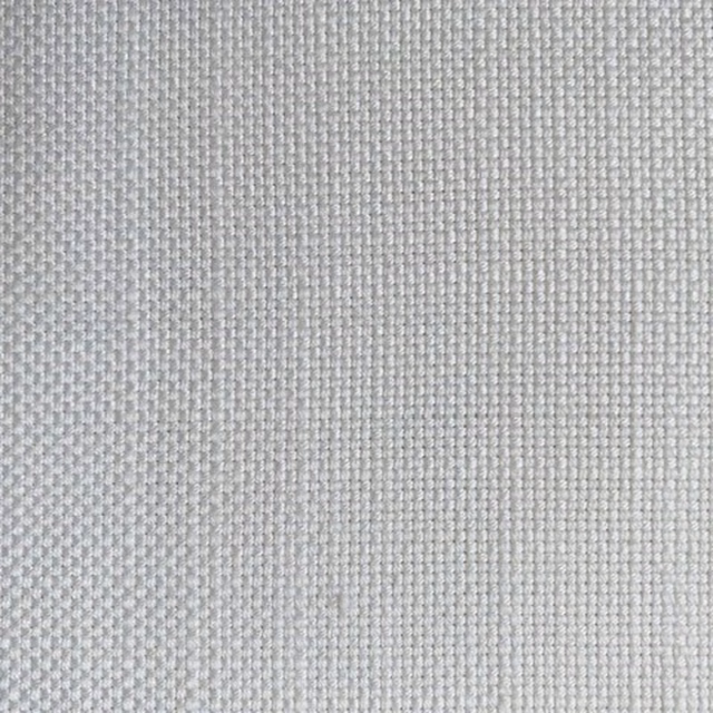 Close-up of soft off-white linen-look woven fabric with a fine textured surface