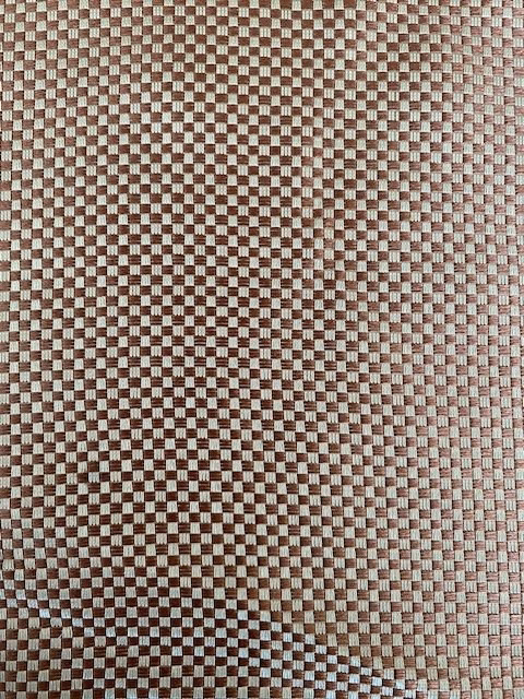 Small basket-weave check in warm brown and blush-beige threads