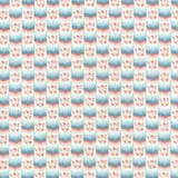 Small repeat print with aqua zigzag stripes and rose sprigs on a cream ground