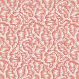 Pink and ivory botanical print fabric with a striped textured ground