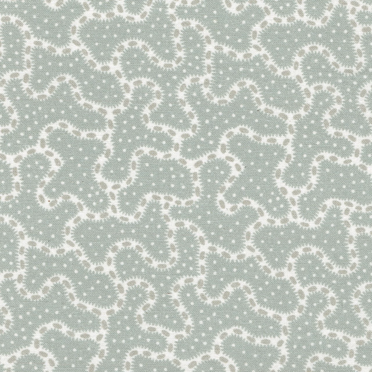 Soft sage green fabric with ivory trellis motif and tiny dotted texture