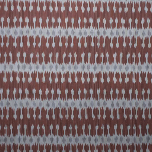 Repeating muted red and pale striped woven fabric swatch