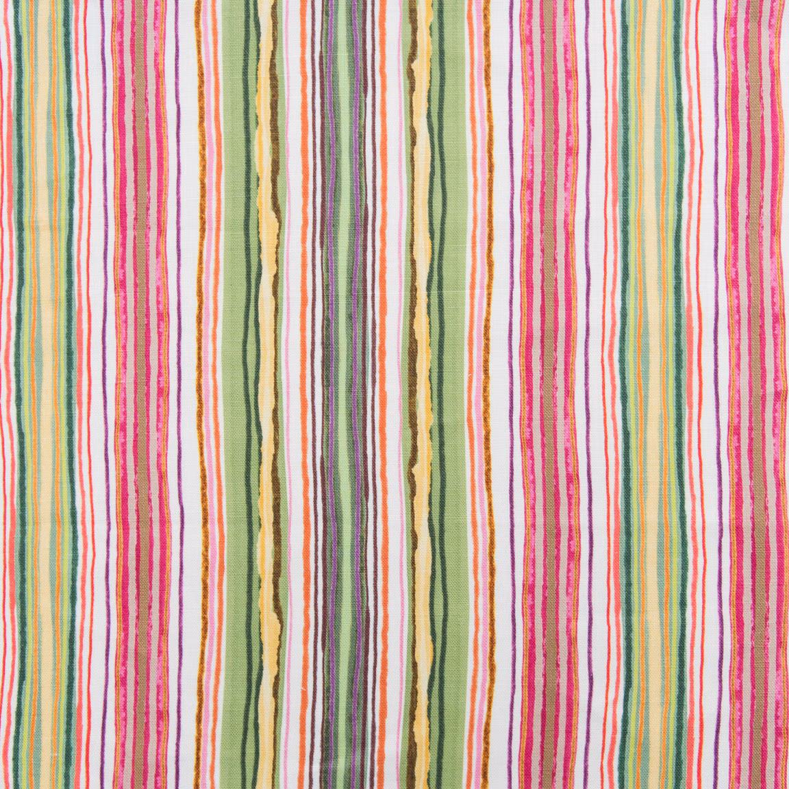 Vertical multicoloured stripe swatch with pink, green, yellow and orange bands