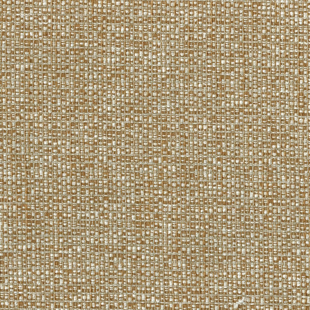 Close-up of a warm ginger-gold woven fabric with small textured checks