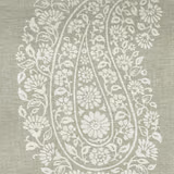 Pale paisley damask print on soft French grey woven fabric