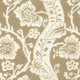 Large cream floral trail printed on a warm taupe-beige fabric swatch