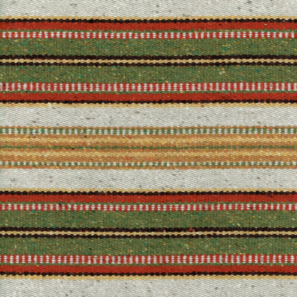 Striped moss green and claret woven fabric with cream bands
