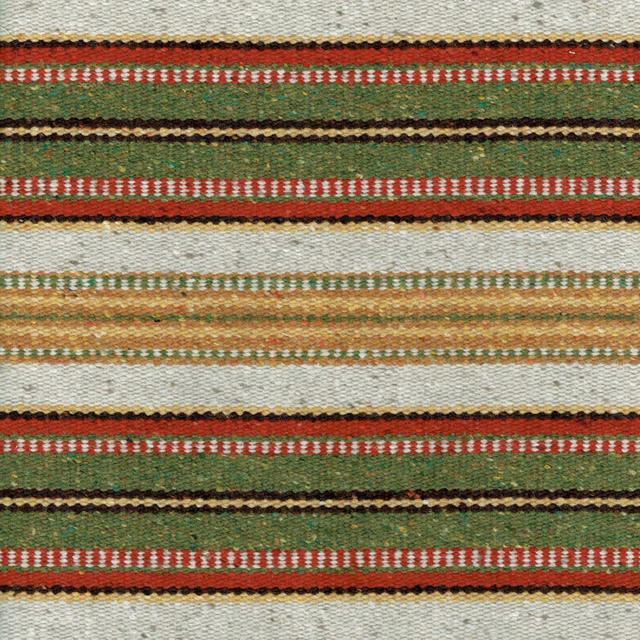 Striped moss green and claret woven fabric with cream bands