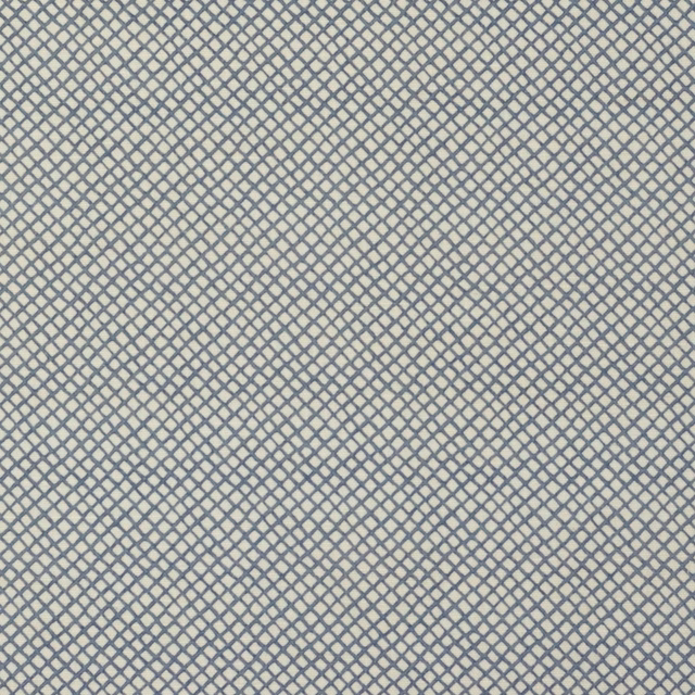 Small blue diamond lattice weave on a pale cream fabric swatch