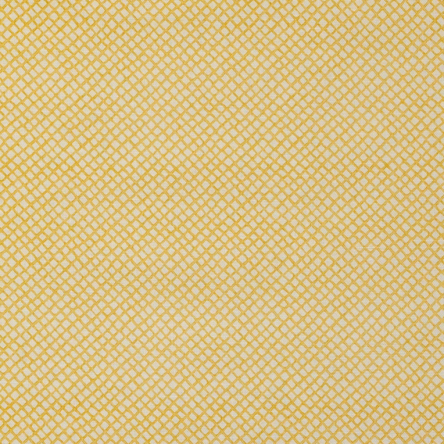 Soft mustard yellow small diamond geometric fabric swatch on a pale ground