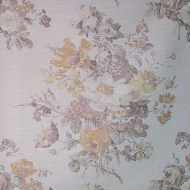 Large painterly floral fabric in soft taupe with blush and cream blooms