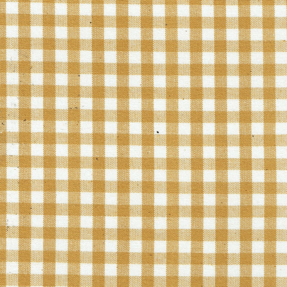 Amber and ivory woven check fabric with a crisp, small grid