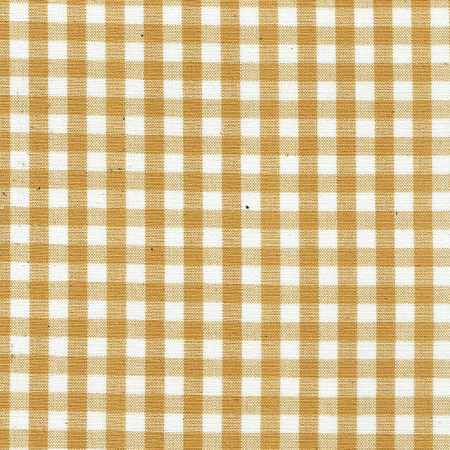 Amber and ivory woven check fabric with a crisp, small grid