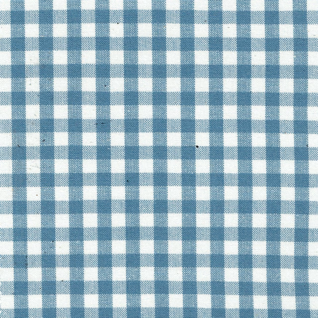 Small cadet blue and white woven check fabric with a crisp texture
