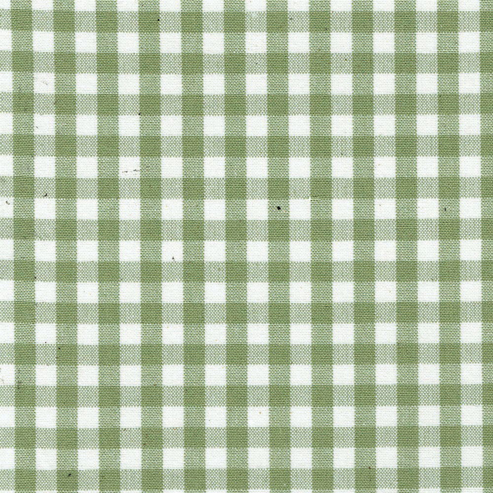 Small leaf-green and white woven check fabric swatch