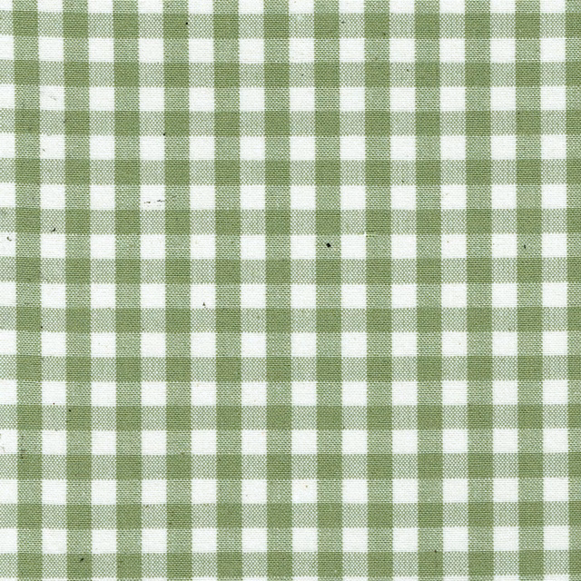 Small leaf-green and white woven check fabric swatch