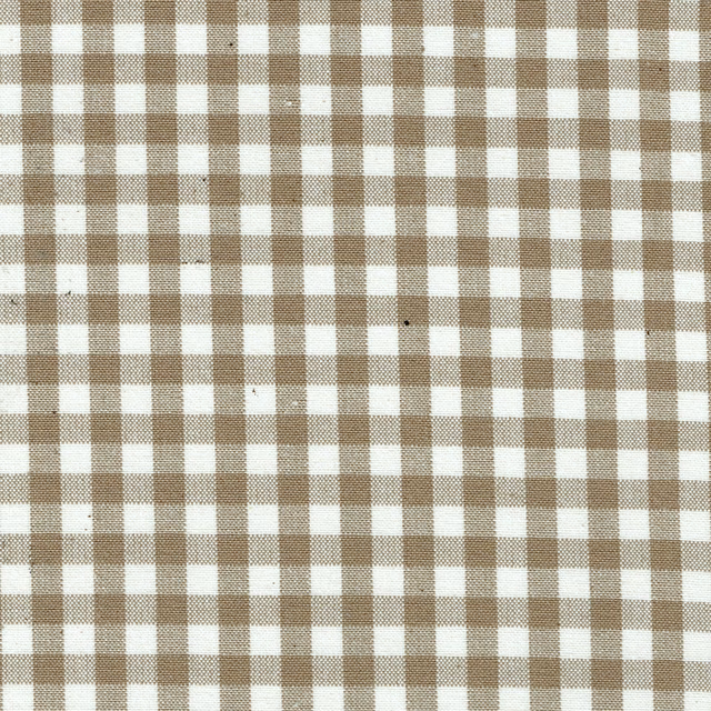 Small woven mocha and ivory check fabric with a textured, rustic surface