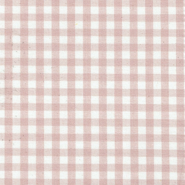 Soft blush pink and ivory small woven check fabric swatch