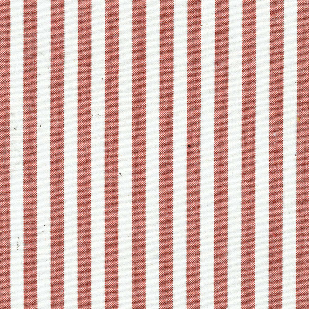 Vertical ruby-red and ivory striped fabric with a fine woven texture