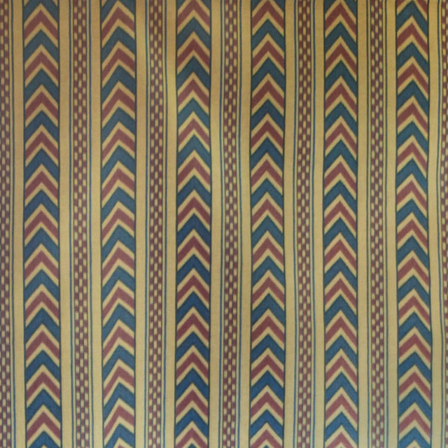 Vertical chevron stripe swatch in Prussian blue, Bordeaux red and ochre