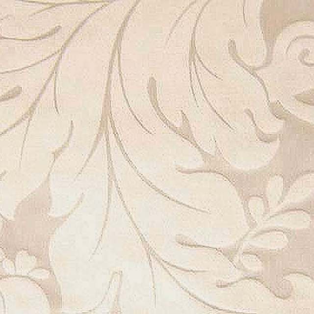 Pale ivory woven fabric with large raised scrolling floral pattern
