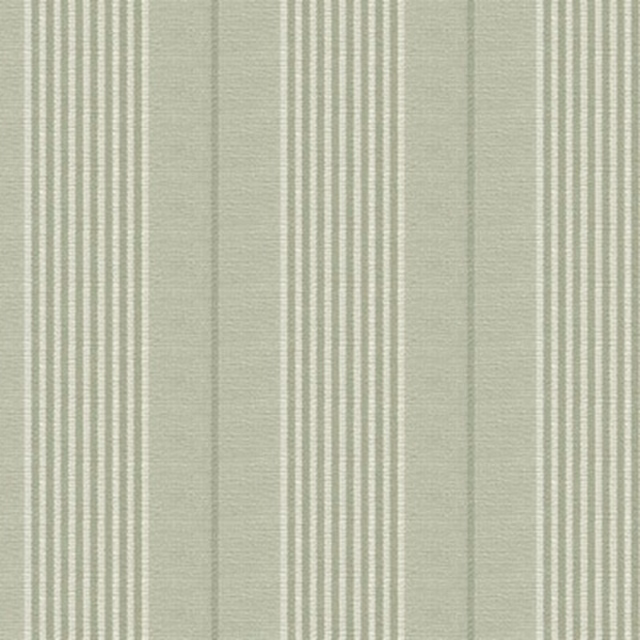 Soft sage-grey woven stripe swatch with narrow ivory vertical bands