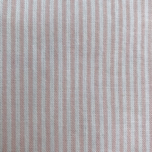 Soft shell-pink and pale neutral vertical striped woven fabric