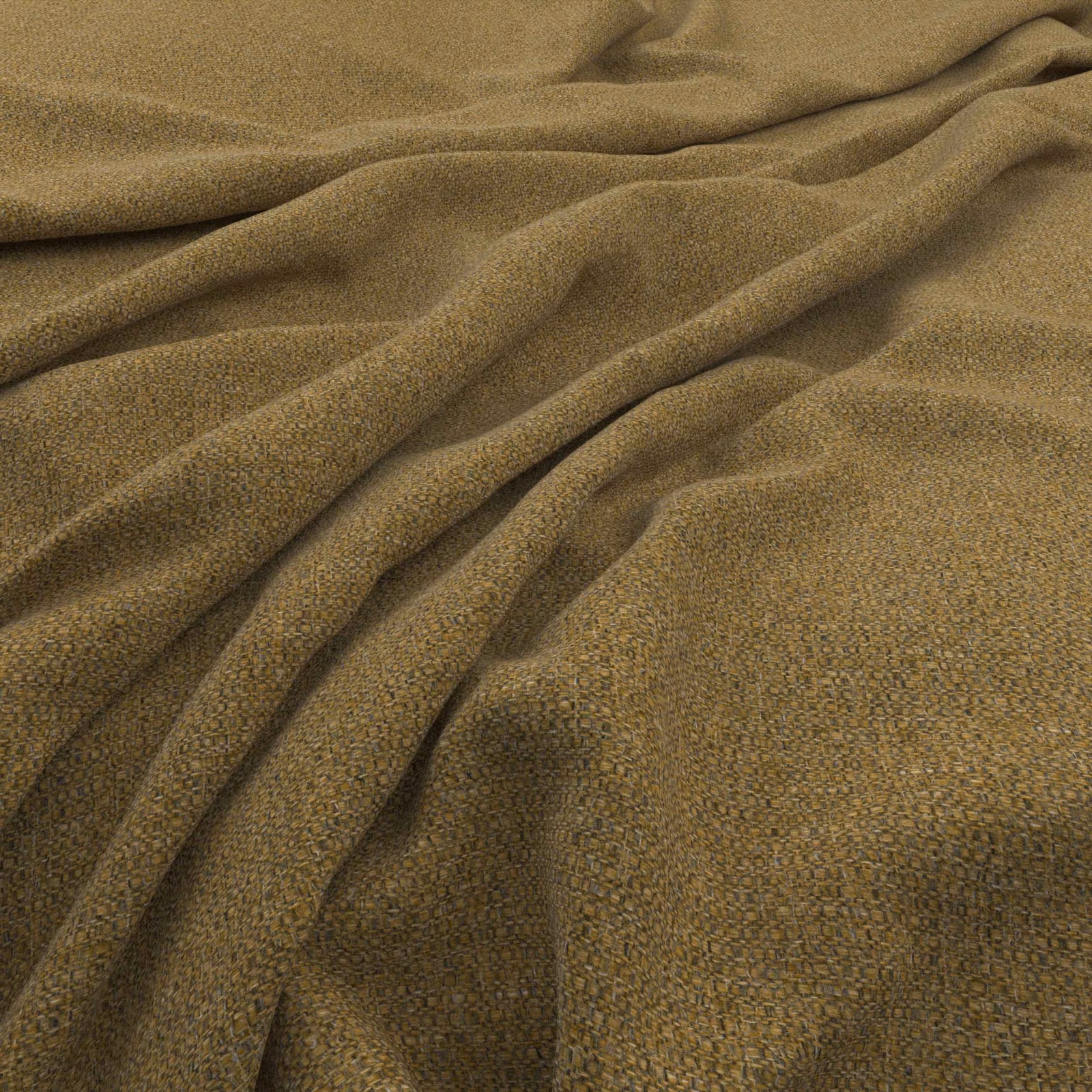 Warm olive-ochre Adara fabric with fine pebbled weave gathered into soft folds