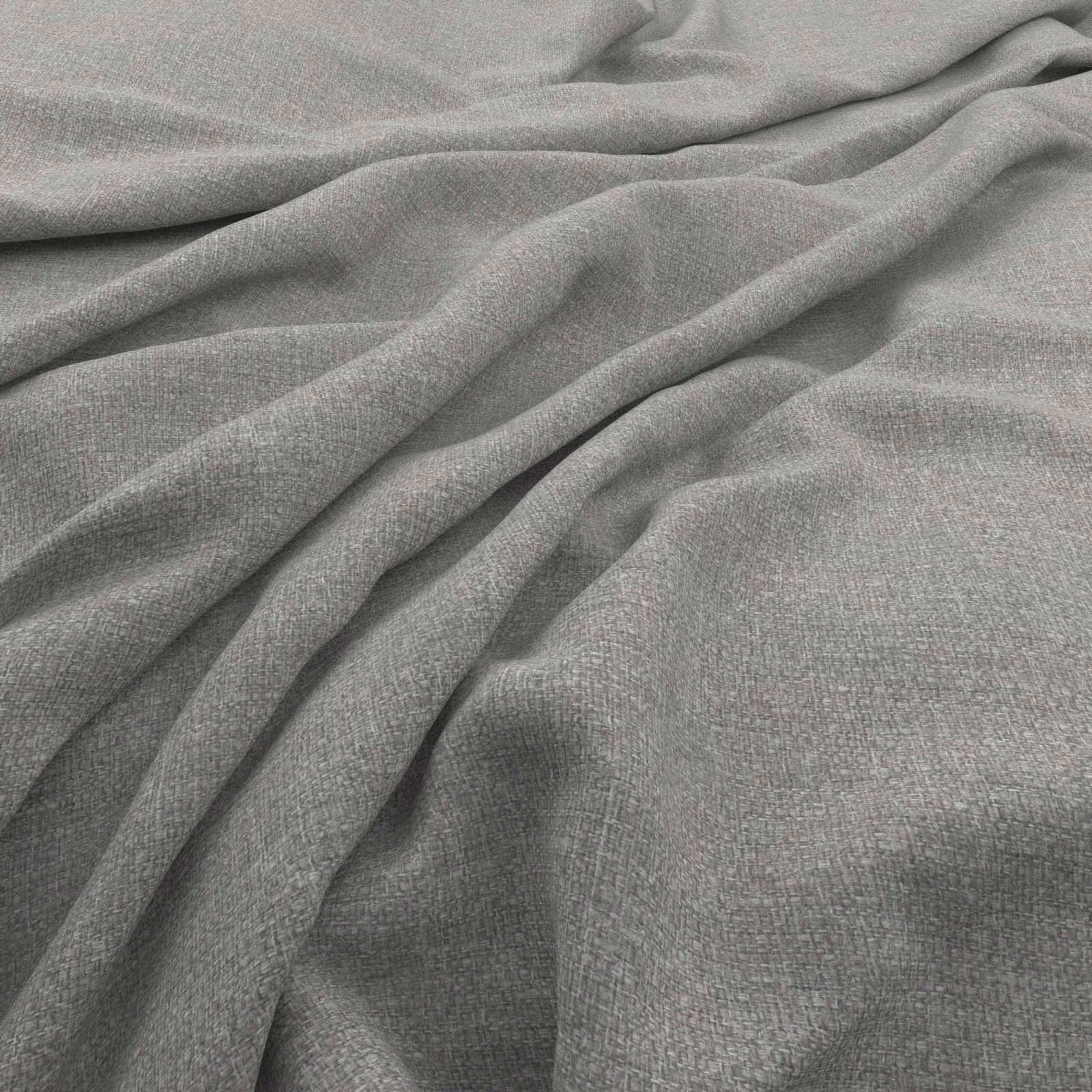 Cool cloud-grey fine weave fabric shown in soft, relaxed folds