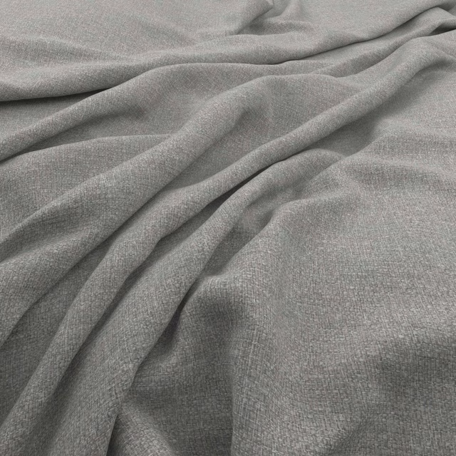 Cool cloud-grey fine weave fabric shown in soft, relaxed folds
