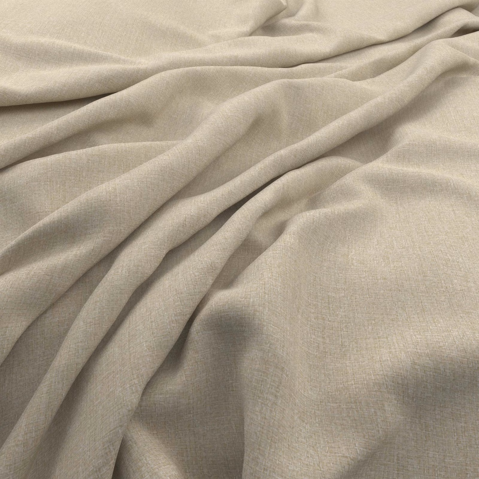 Pale greige fine-weave textile gathered into soft, fluid folds