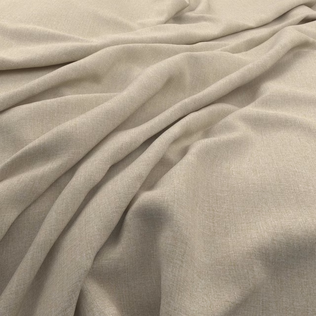 Pale greige fine-weave textile gathered into soft, fluid folds