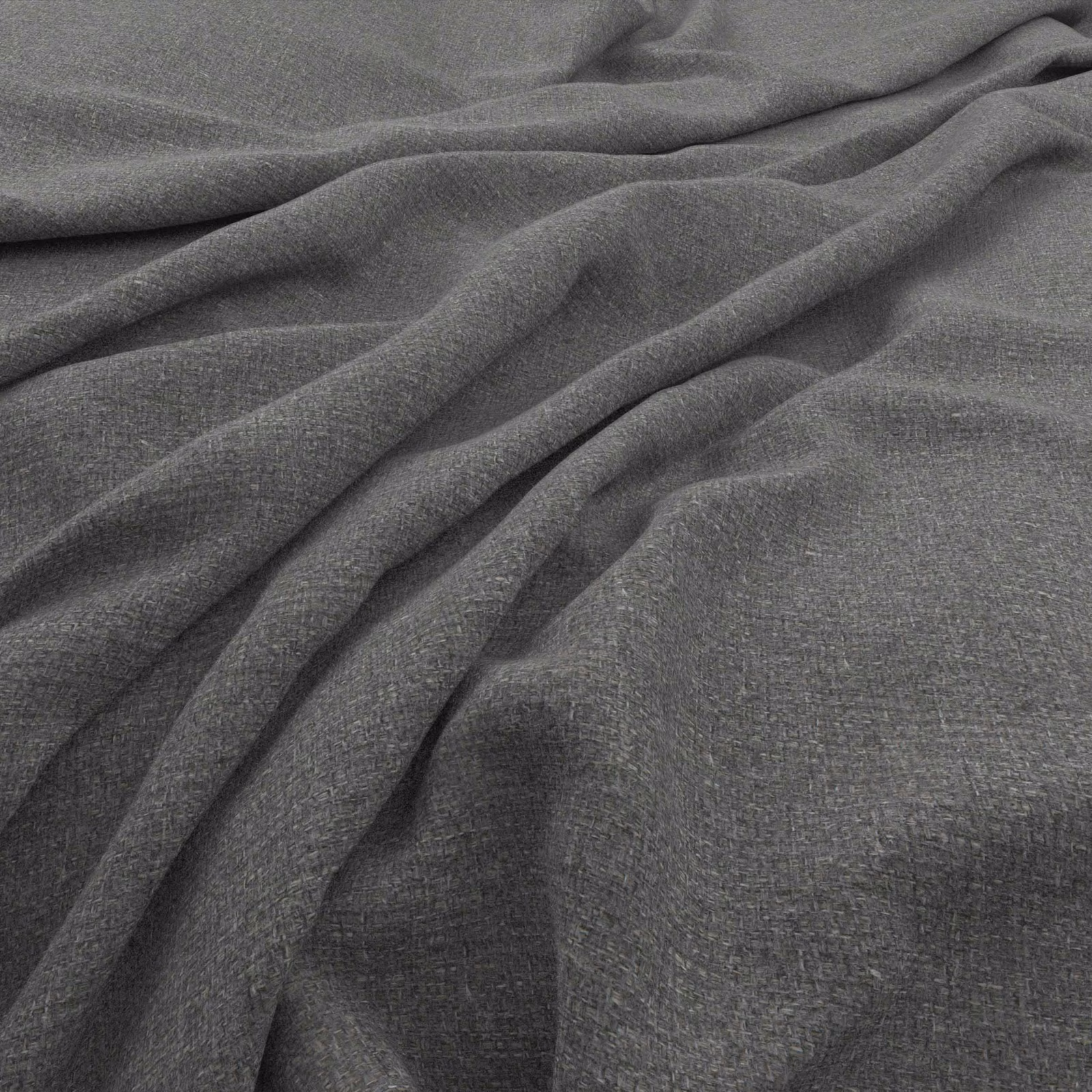 Deep charcoal-grey woven fabric showing fine texture and soft flowing folds