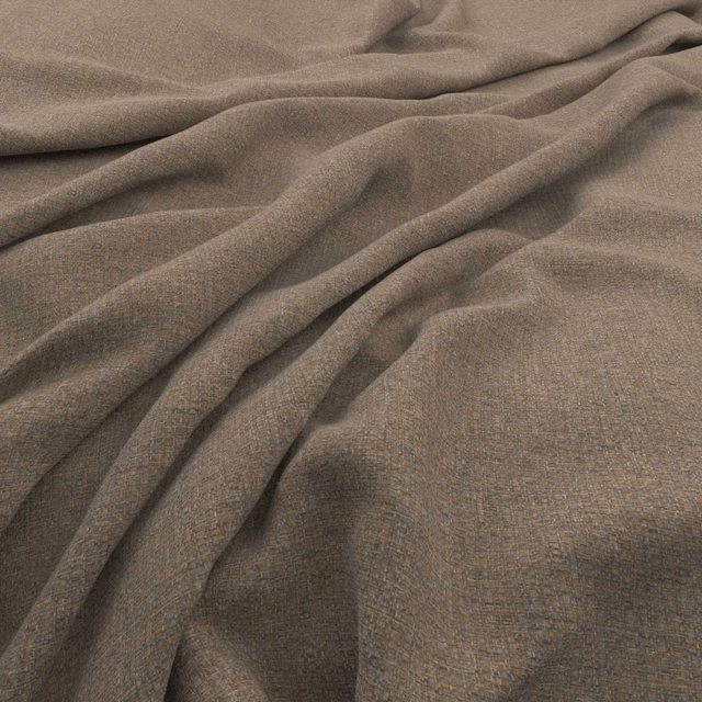 Warm taupe plain weave with soft crosshatch texture draped in folds
