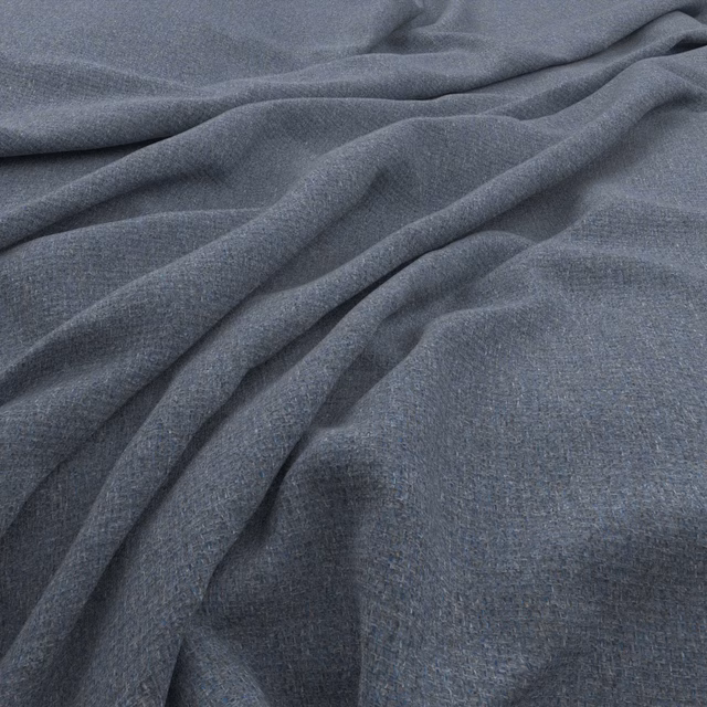 Deep slate blue-grey woven fabric gathered into soft, shadowed folds