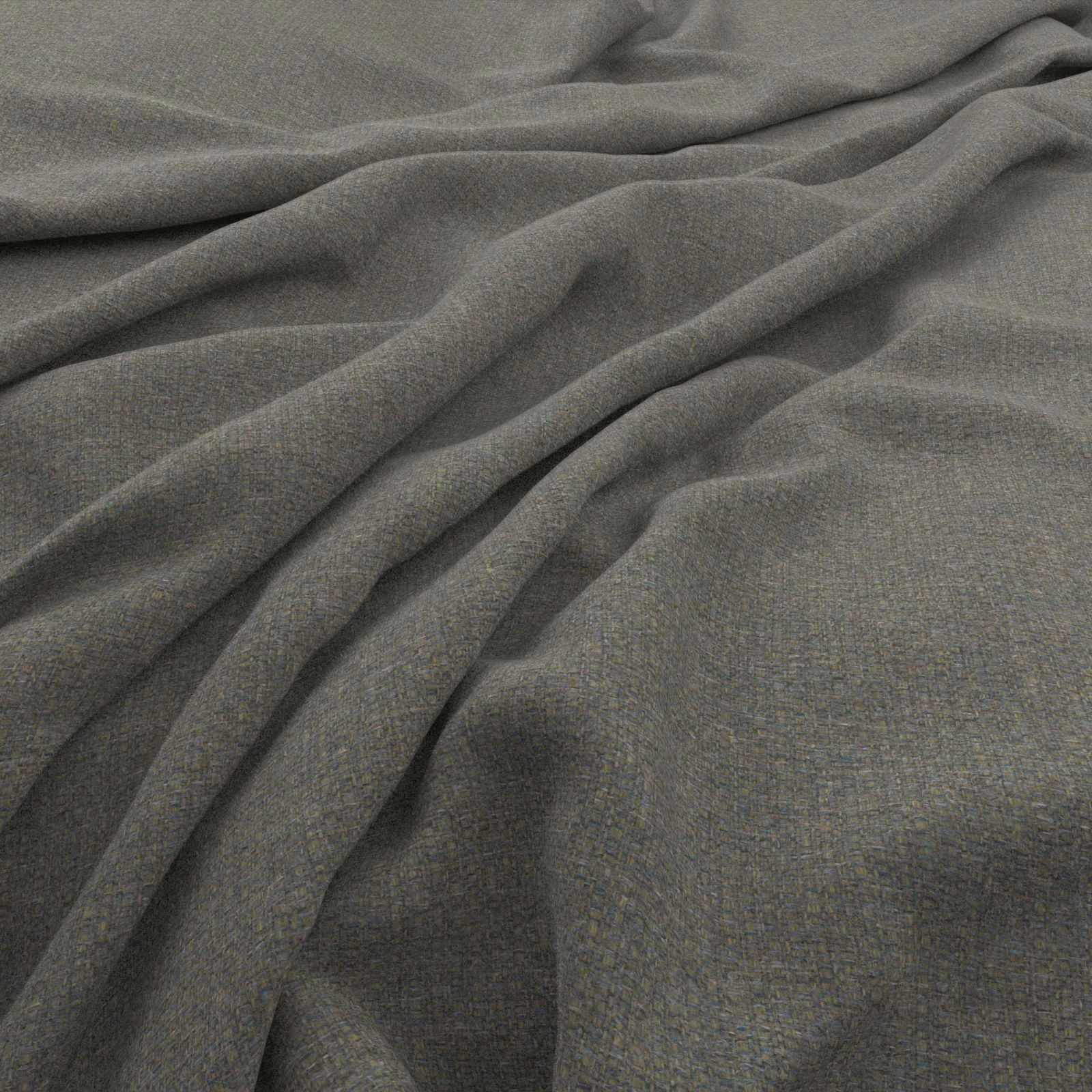 Muted seaglass-grey woven cloth with a fine grain, gathered into soft folds
