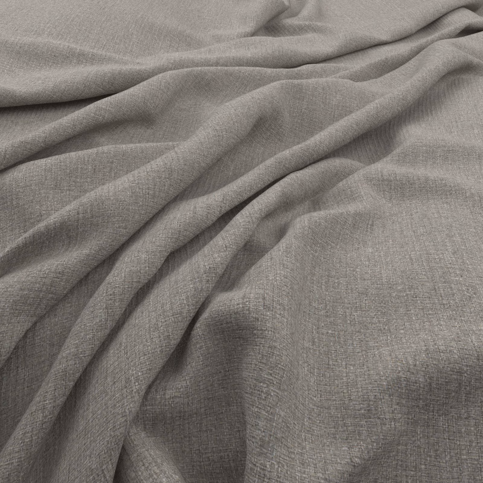 Smoke-grey fine woven fabric draped in soft folds with subtle crosshatch texture